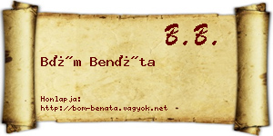 Böm Benáta névjegykártya
